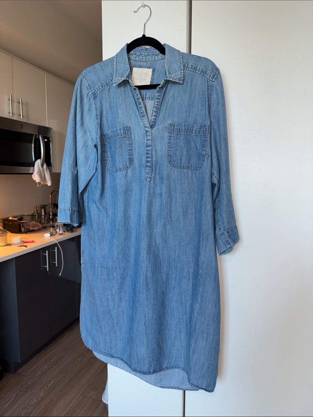 Sonoma Light Blue Denim Midi Shirt Dress